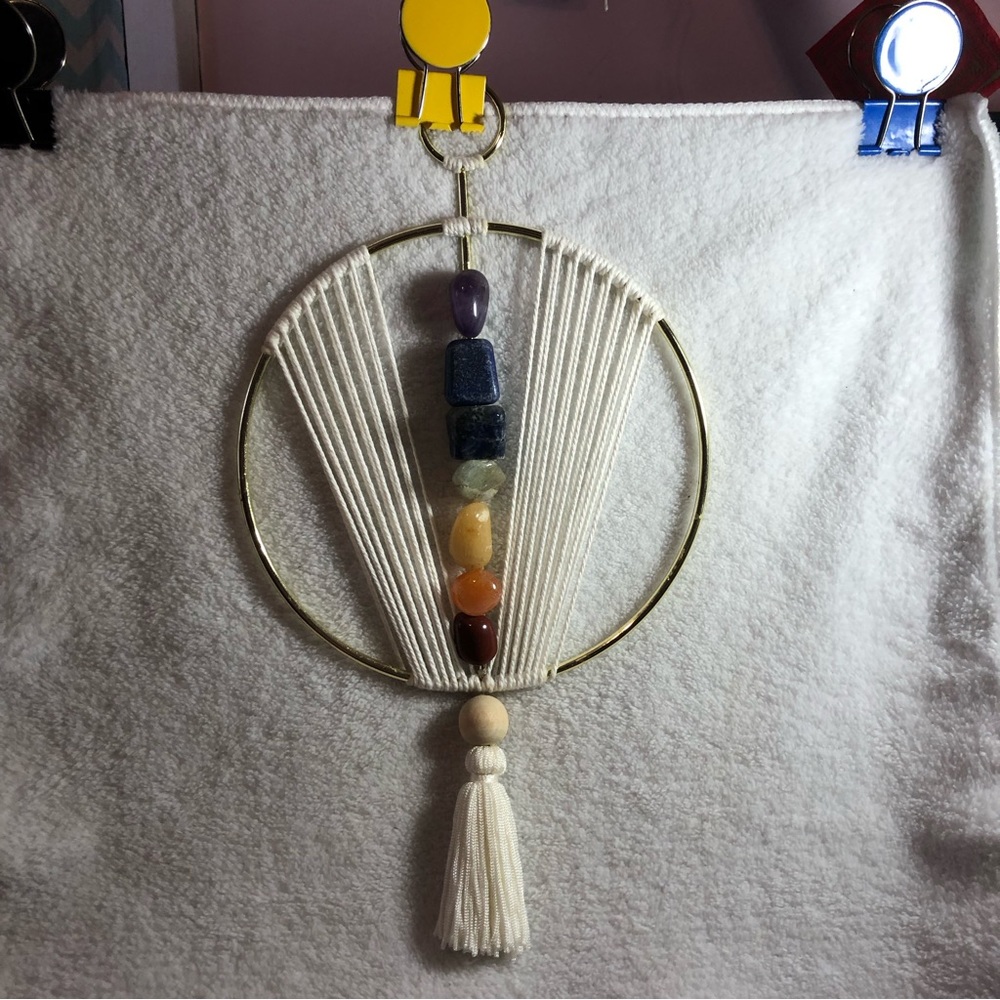 Handcrafted chakra 7 stone boho wall hanging